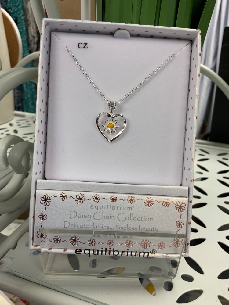 New Product….equilibrium daisy chain heart silver plated necklace