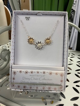 New Product&hellip;.equilibrium daisy chain 3 daisies two tone necklace