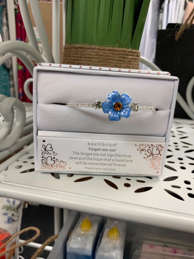 New Product equilibrium silver plated floral forget me not diamonte bracele