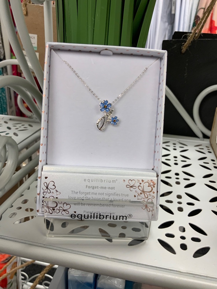 New Product….equilibrium silver plated forget me not floral necklace