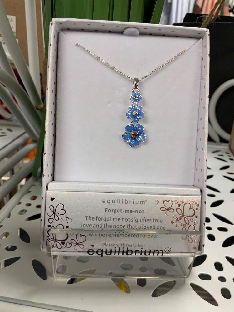 New Product….equilibrium silver plated forget me not floral necklace
