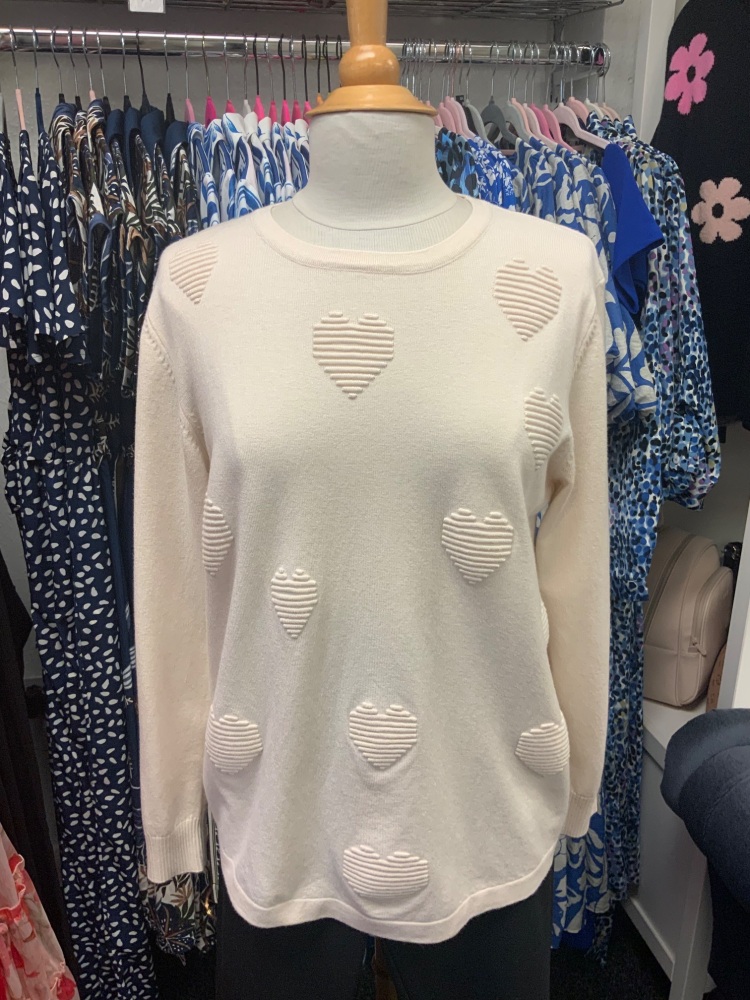 New Product….super soft light beige embossed hearts jumper ….one size ….mea
