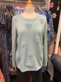 New Product&hellip;.super soft duck egg blue embossed hearts jumper&hellip;.one size&hellip;.measures 21 inches across