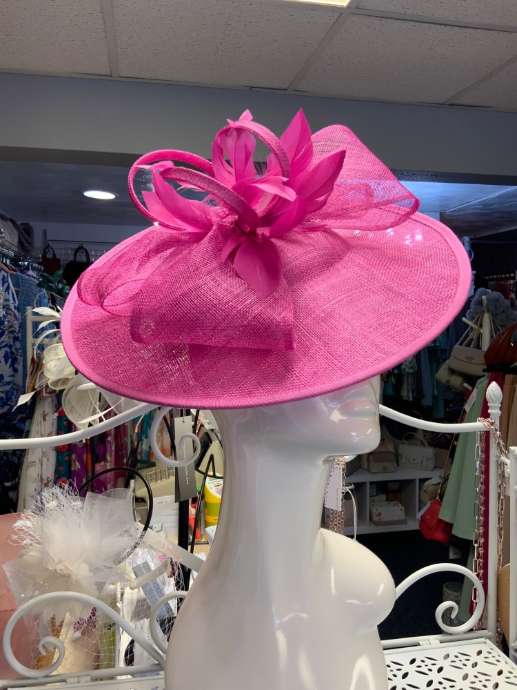 New Product…..large magenta fascinator with wide headband….sinnamay bow and