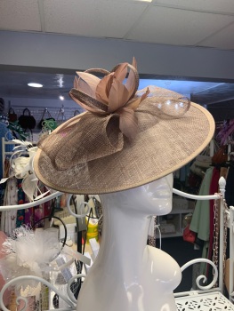 New Product&hellip;.large mocha fascinator on a wide headband&hellip;.sinamay and feather trim