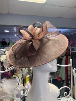 New Product&hellip;.large chocolate fascinator on a wide headband&hellip;.sinamay and feather trim