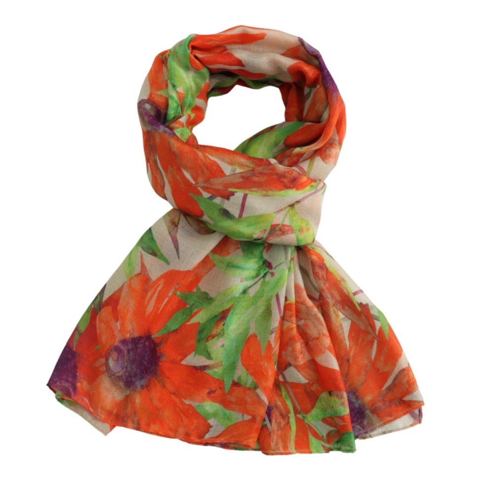 New Product….orange/green floral scarf