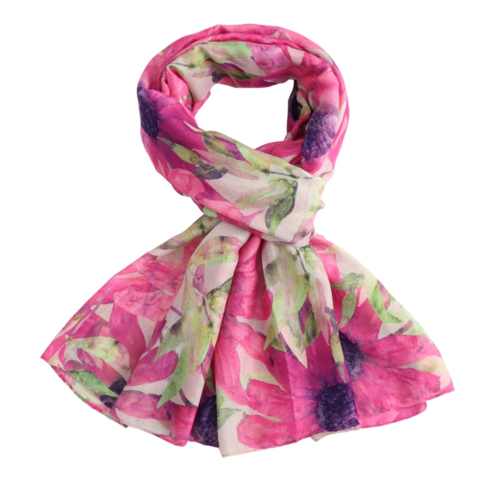 New Product….bright pink/green floral scarf