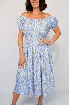 New Product&hellip;.blue leaf pattern magic dress with gold details