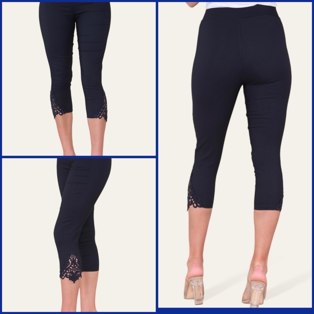 New Product….navy cut offs with lace detail….really stretchy…..size 16