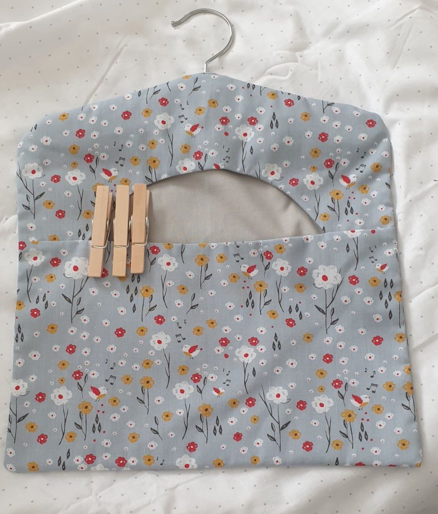 Grey With Little Flowers Handmade Peg Bag
