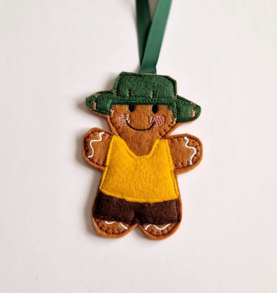 Australian Gingerbread Felt Hanging Decoration, Christmas Tree Decoration.