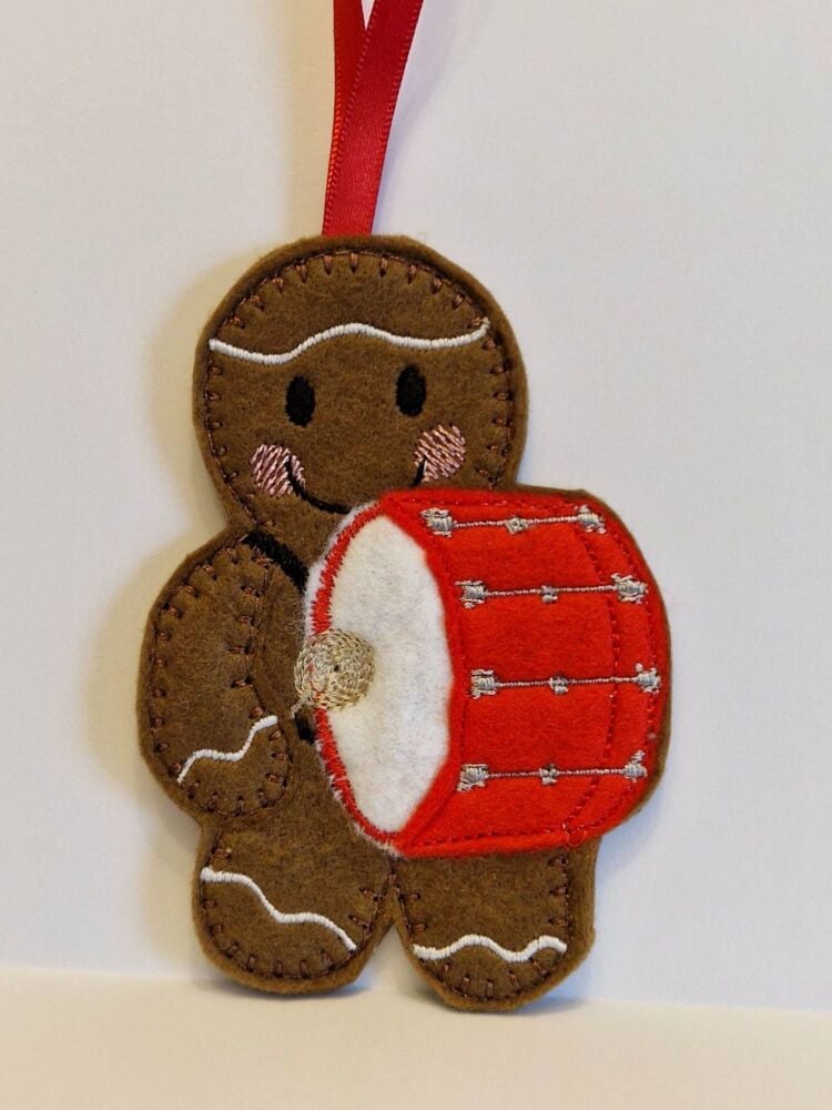 Base, Bass drum Gingerbread Felt Hanging Decoration, Christmas Tree Decoration.