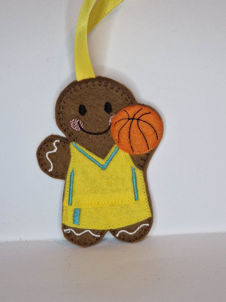 Basketball Gingerbread Felt Hanging Decoration, Christmas Tree Decoration.