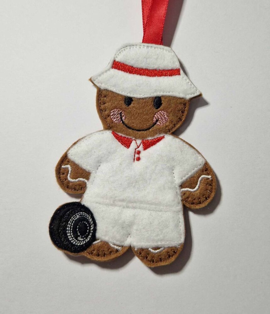 Lawn Bowls Gingerbread Felt Hanging Decoration, Christmas Tree Decoration.