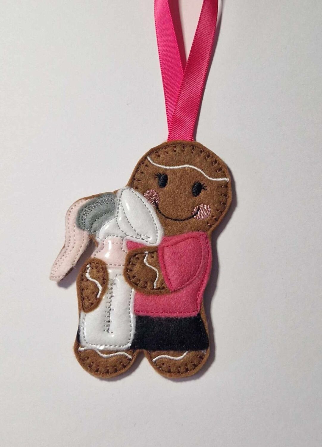 Breast Pump Gingerbread Felt Hanging Decoration, Christmas Tree Decoration.