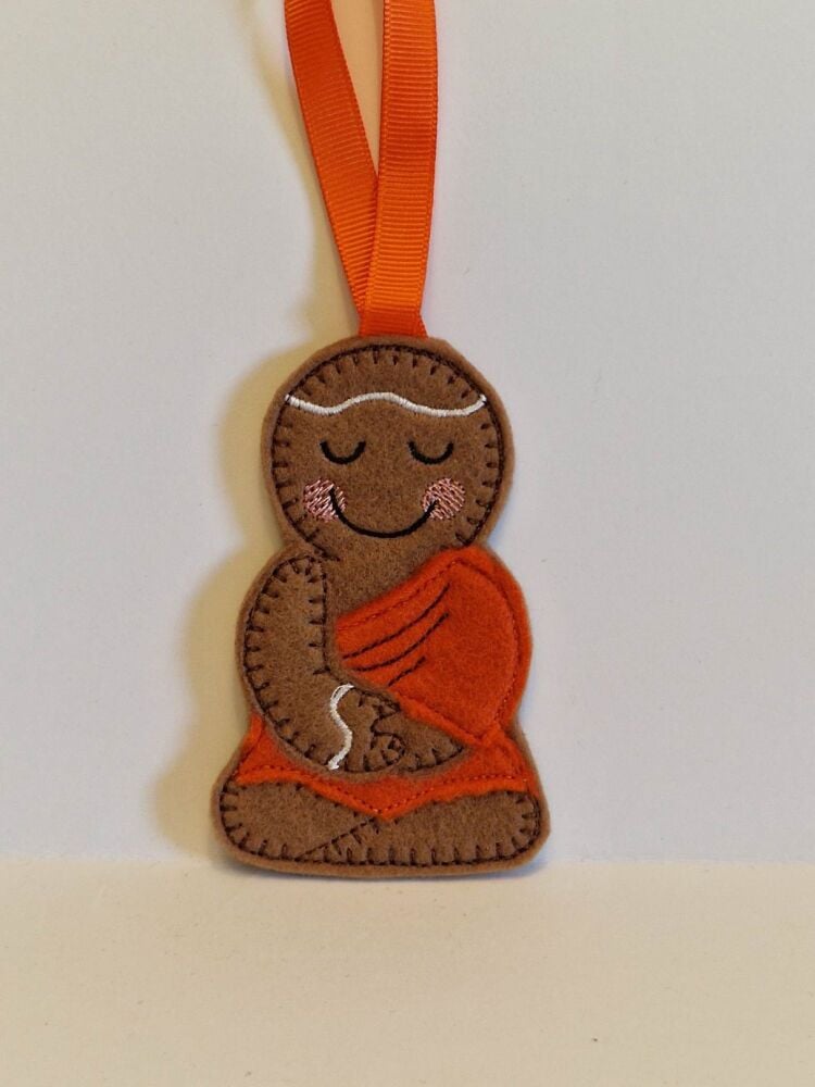 Buddha Gingerbread Felt Hanging Decoration, Christmas Tree Decoration.