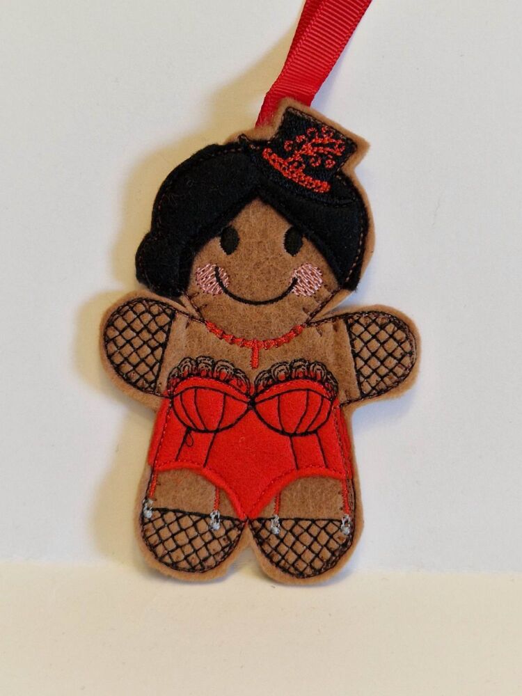 Burlesque Dancer Gingerbread Felt Hanging Decoration, Christmas Tree Decora