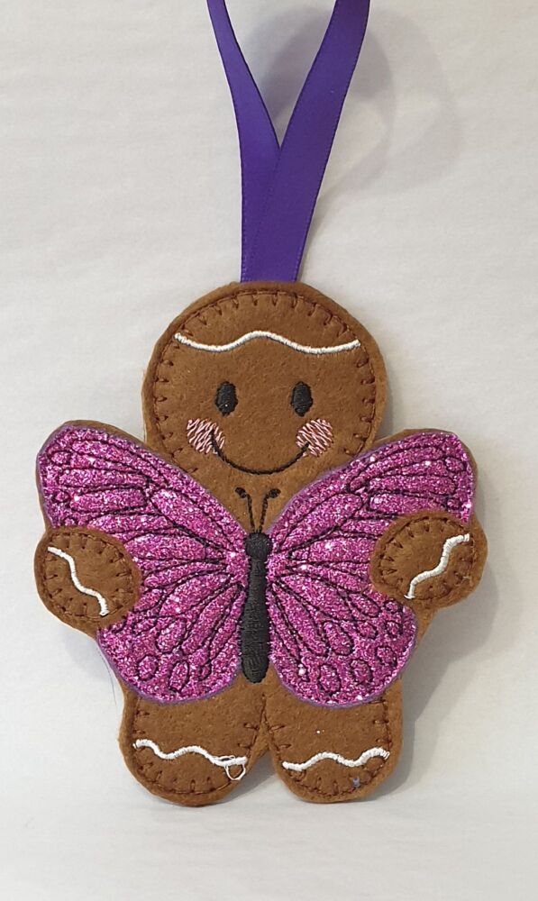 Butterfly, butterflies Gingerbread Felt Hanging Decoration, Christmas Tree Decoration.