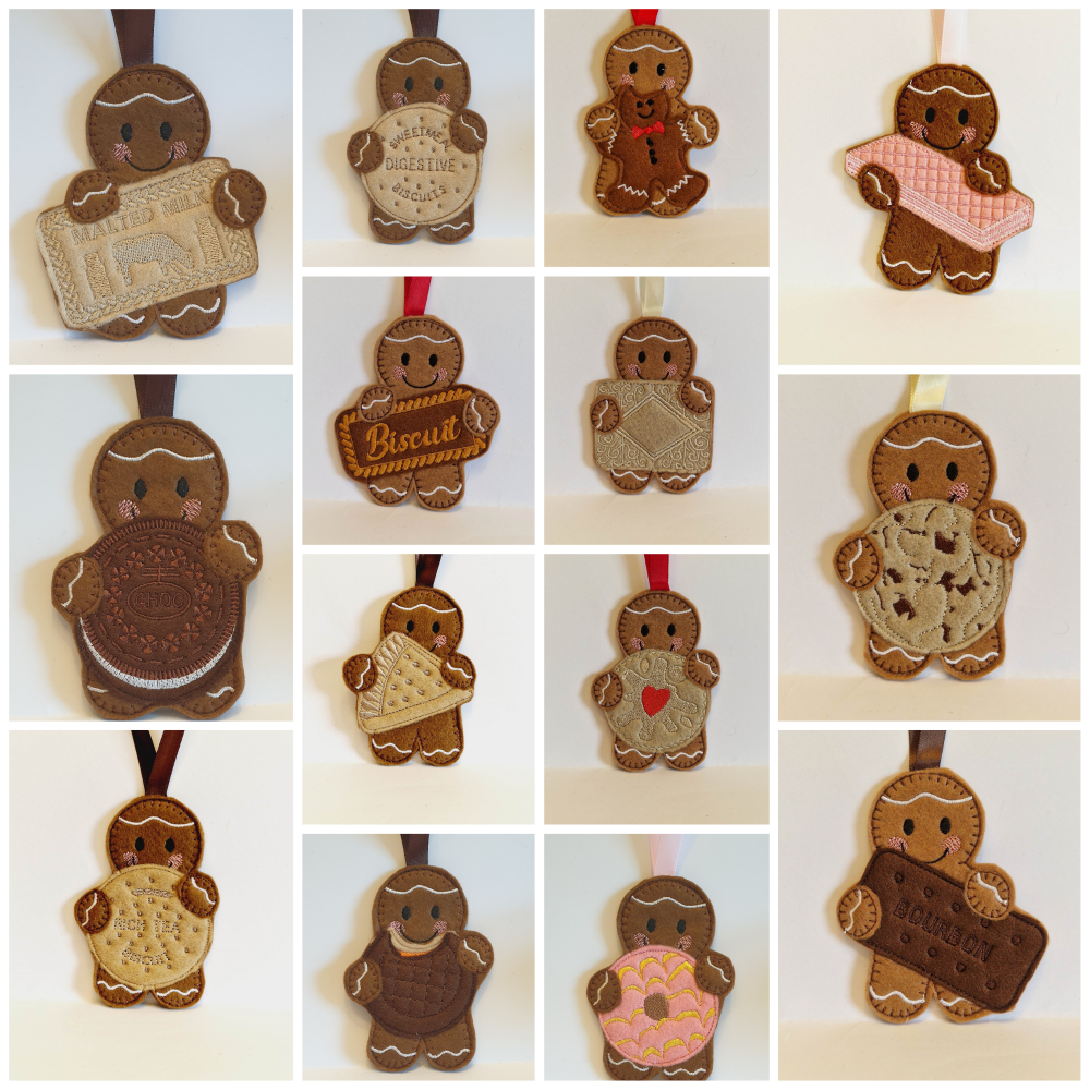 Biscuits Gingerbread Felt Hanging Decoration, Christmas Tree Decoration. Available as Keyring & Fridge Magnet too.