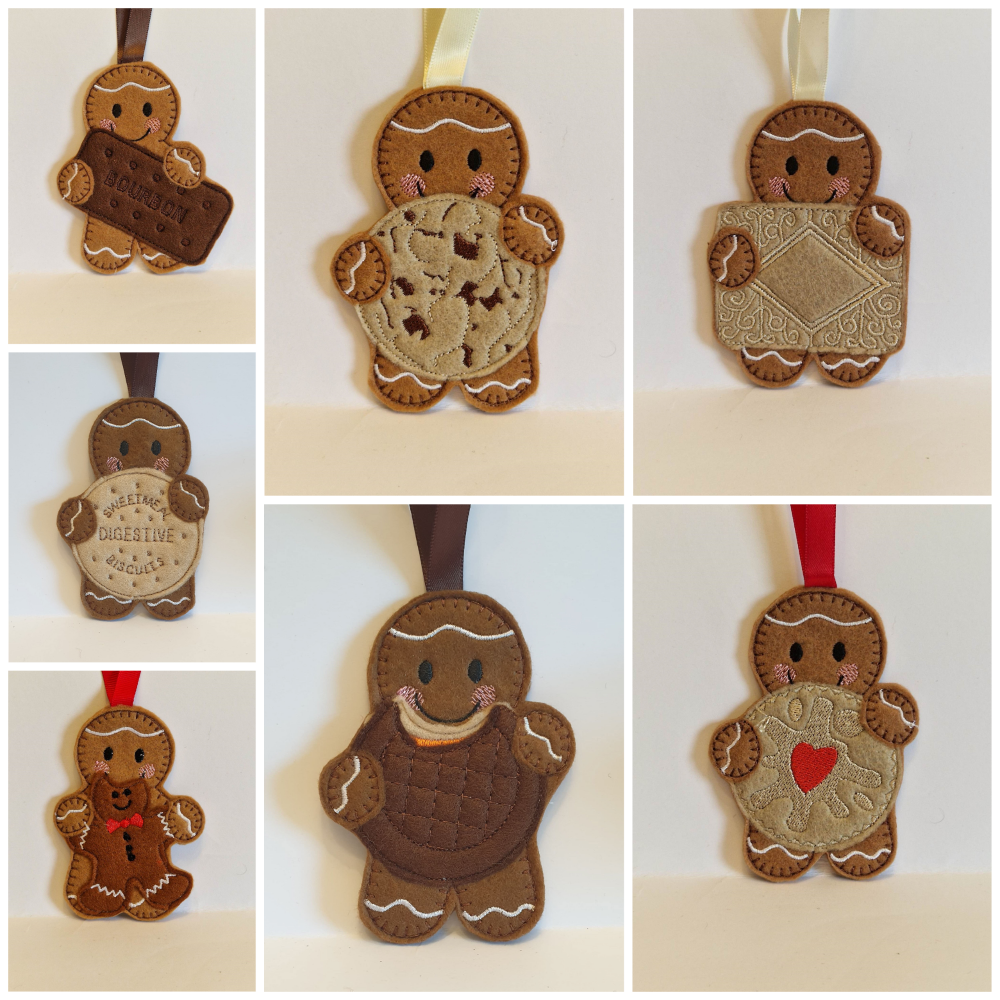 Biscuits Gingerbread Felt Hanging Decoration, Christmas Tree Decoration. Available as Keyring & Fridge Magnet too.