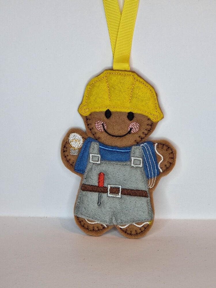 Electrician Sparky Gingerbread decoration, Can be a Keyring / fridge magnet or hanging decoration, Christmas Tree Decoration