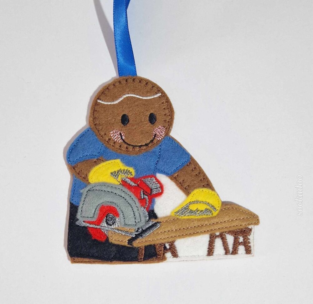 Electric Saw Gingerbread Felt Hanging Decoration, Christmas Tree Decoration