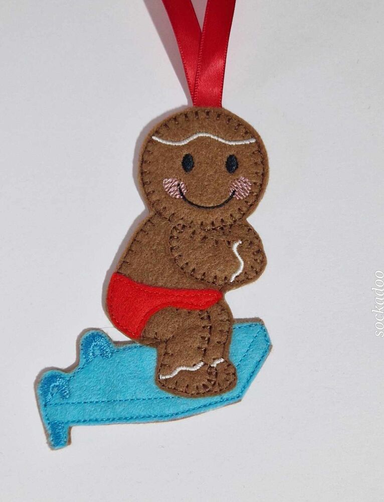 Diver, Diving Gingerbread Felt Hanging Decoration, Christmas Tree Decoration.