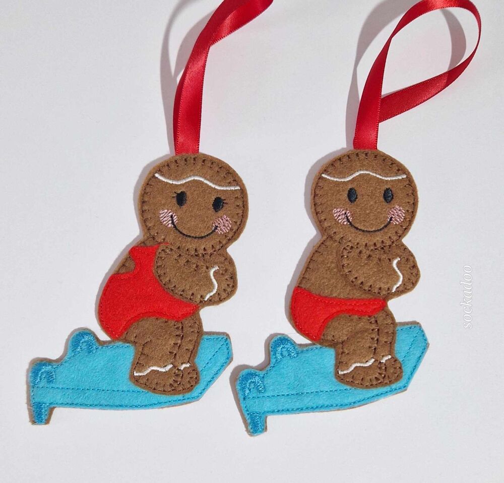 Diver, Diving Gingerbread Felt Hanging Decoration, Christmas Tree Decoratio