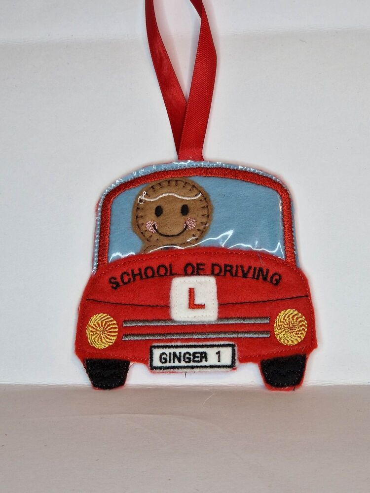 Driving School, Learner Driver, Gingerbread Felt Hanging Decoration, Christ