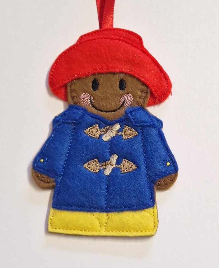 Duffle Coat, Paddington Gingerbread Felt Hanging Decoration, Christmas Tree Decoration. Available as Keyring & Fridge Magnet too.