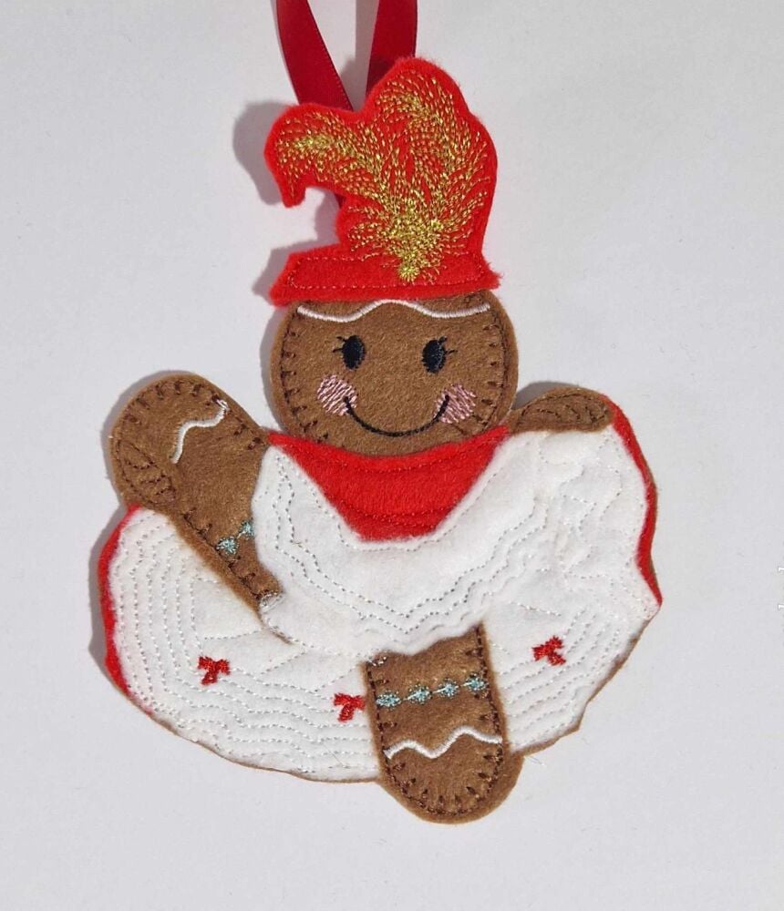 Can-Can Dancer Gingerbread Felt Hanging Decoration, Christmas Tree Decoration. Available as Keyring & Fridge Magnet too.