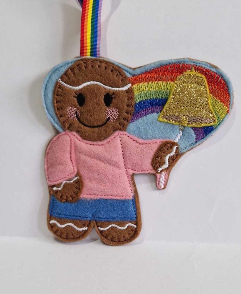 Cancer Milestone Bell Gingerbread Felt Hanging Decoration, Christmas Tree Decoration. Available as Keyring & Fridge Magnet too.