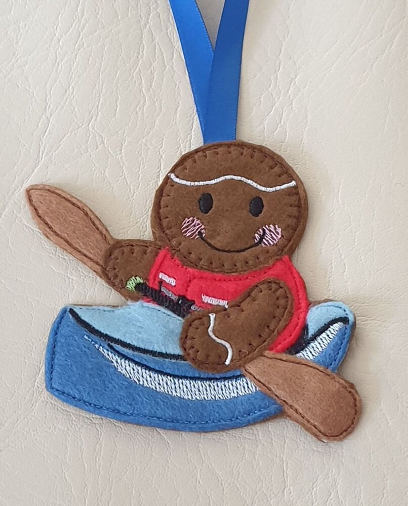 Canoe Gingerbread Felt Hanging Decoration, Christmas Tree Decoration. Avail