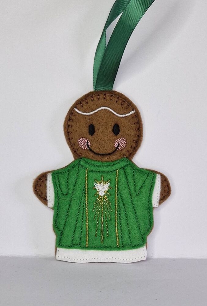 Catholic Priest  Gingerbread Felt Hanging Decoration, Christmas Tree Decoration. Available as Keyring & Fridge Magnet too.