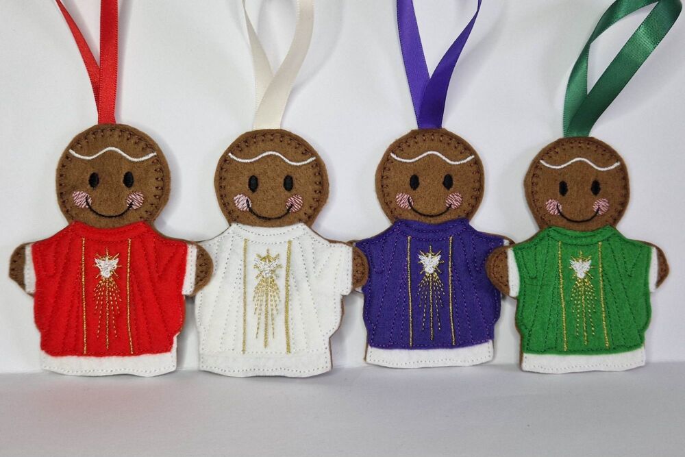 Catholic Priest  Gingerbread Felt Hanging Decoration, Christmas Tree Decora