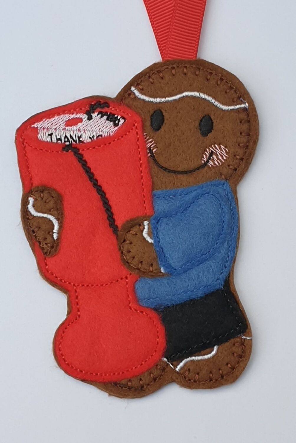 Charity Collector Gingerbread Felt Hanging Decoration, Christmas Tree Decor