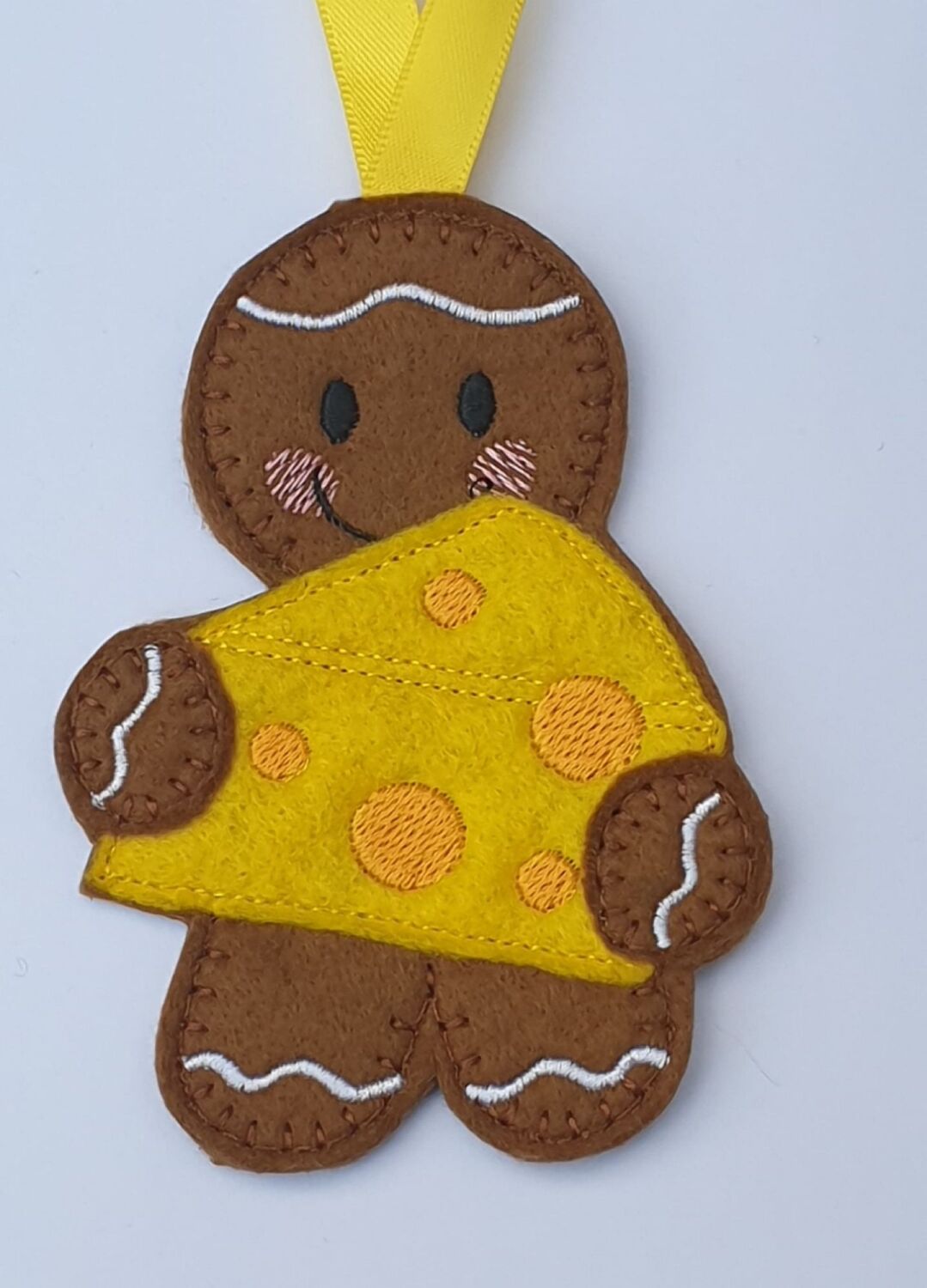 Cheese Gingerbread Felt Hanging Decoration, Christmas Tree Decoration. Avai