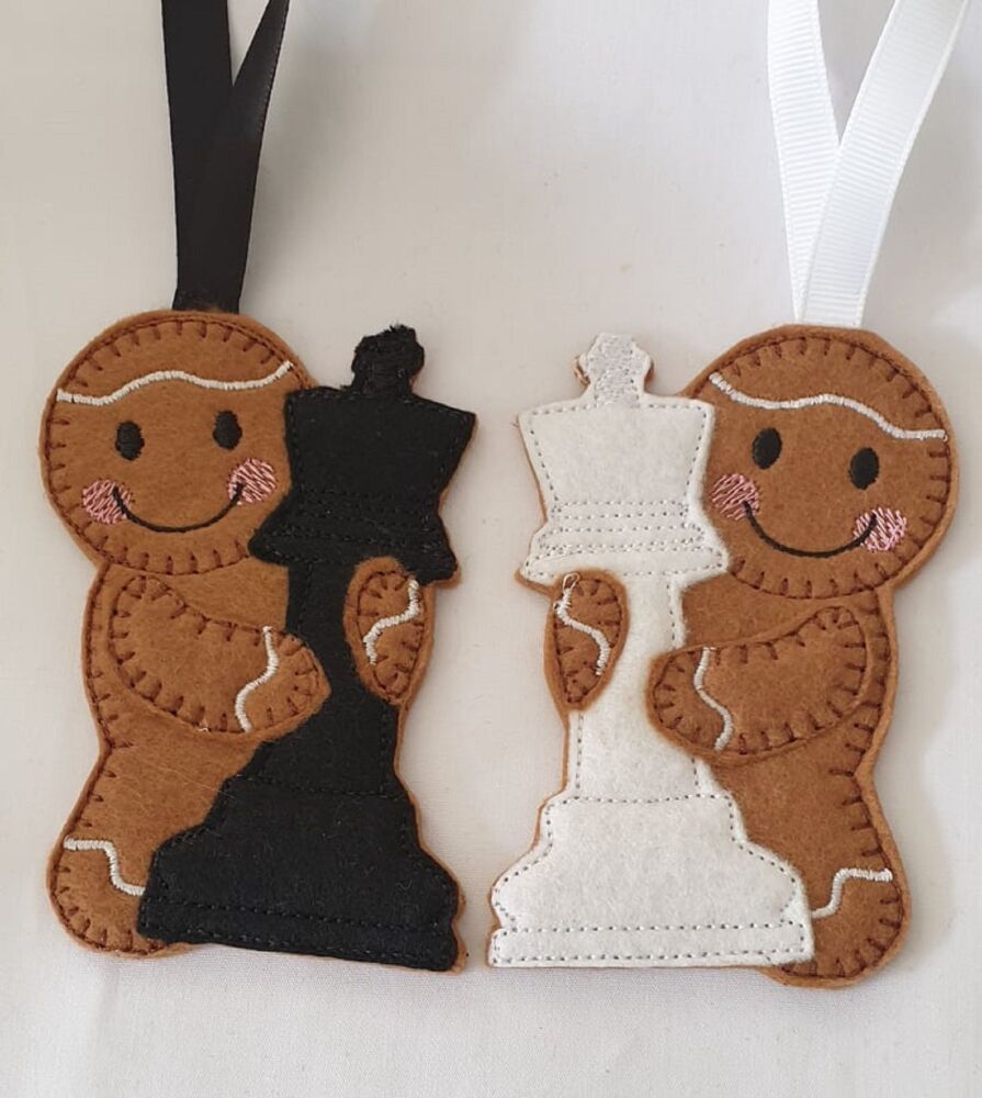 Chess Gingerbread Felt Hanging Decoration, Christmas Tree Decoration. Avail