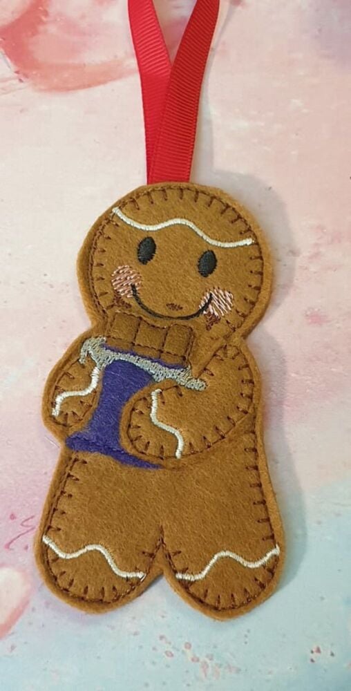 Chocolate Gingerbread Felt Hanging Decoration, Christmas Tree Decoration. Available as Keyring & Fridge Magnet too.