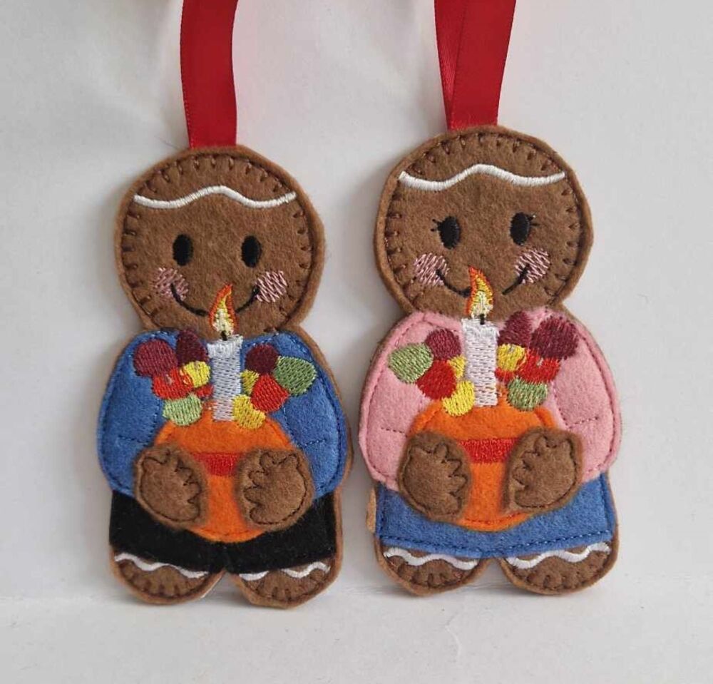 Christingle Gingerbread Felt Hanging Decoration, Christmas Tree Decoration.