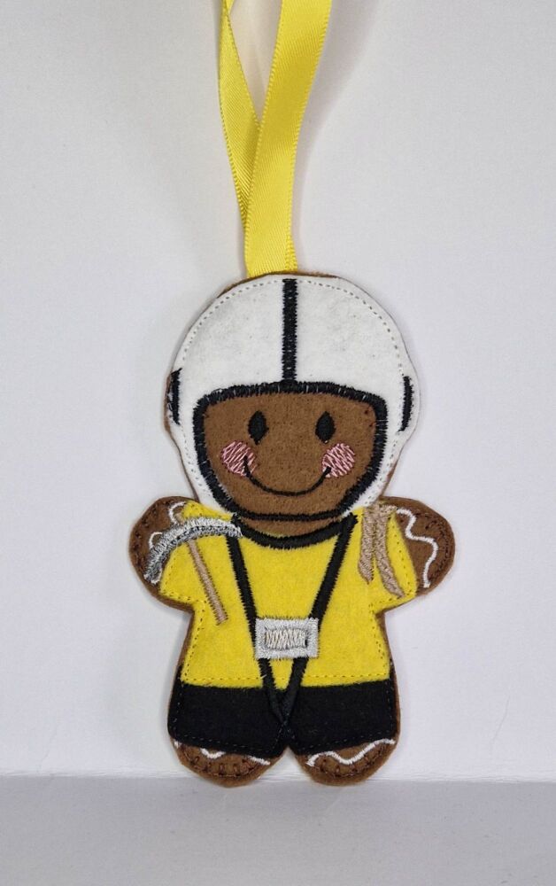 Climber Climbing Gingerbread Felt Hanging Decoration, Christmas Tree Decoration. Available as Keyring & Fridge Magnet too.