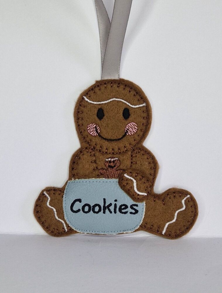 Cookie Jar Gingerbread Felt Hanging Decoration, Christmas Tree Decoration. 