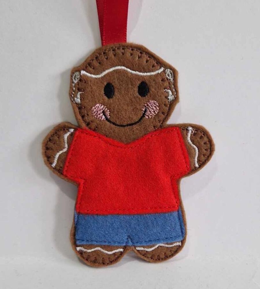 Cochlear Hearing Implant, Hearing Aid Gingerbread Felt Hanging Decoration, Christmas Tree Decoration. Available as Keyring & Fridge Magnet too.