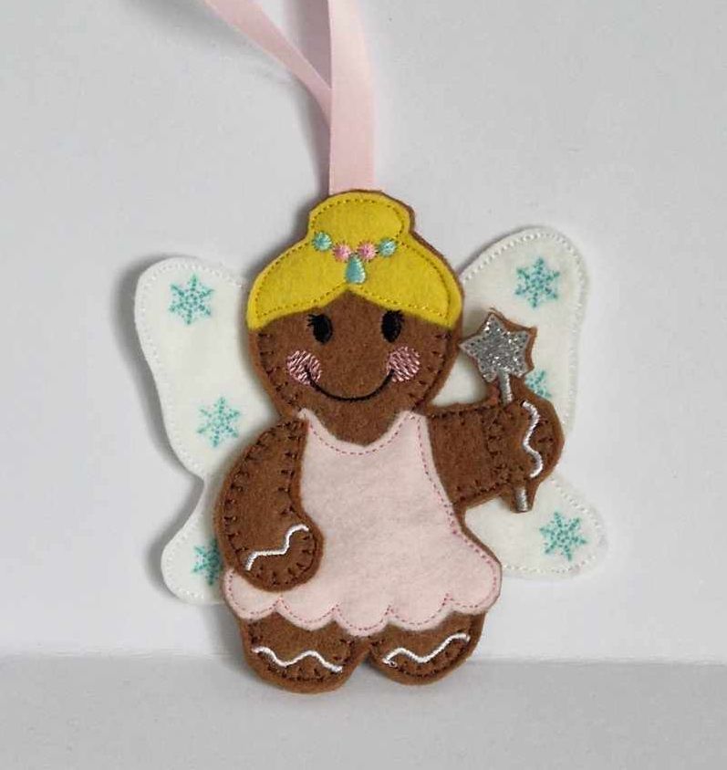 Fairy  Gingerbread Felt Hanging Decoration, Christmas Tree Decoration. Avai