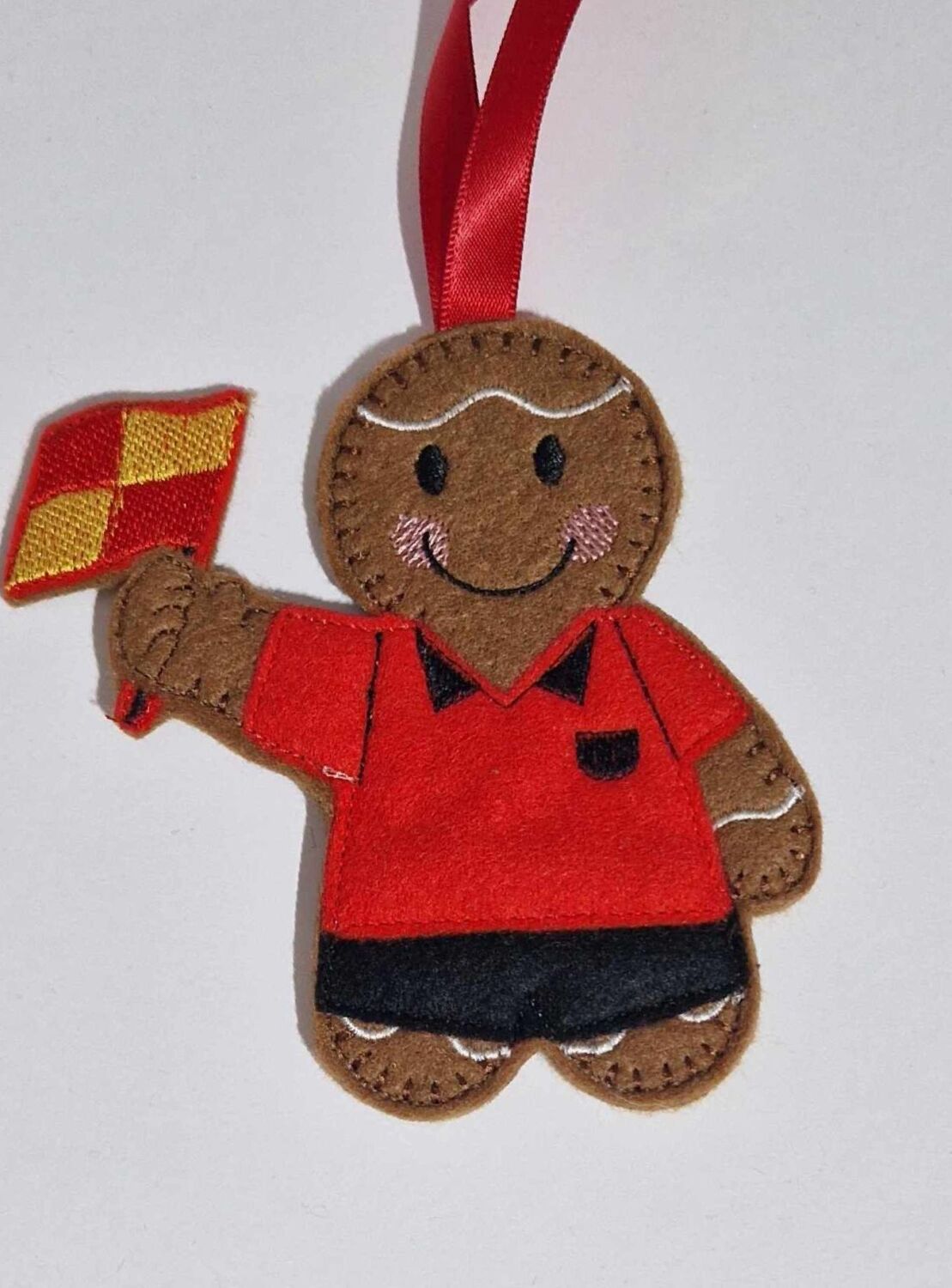 Football Linesman Gingerbread Felt Hanging Decoration, Christmas Tree Decor