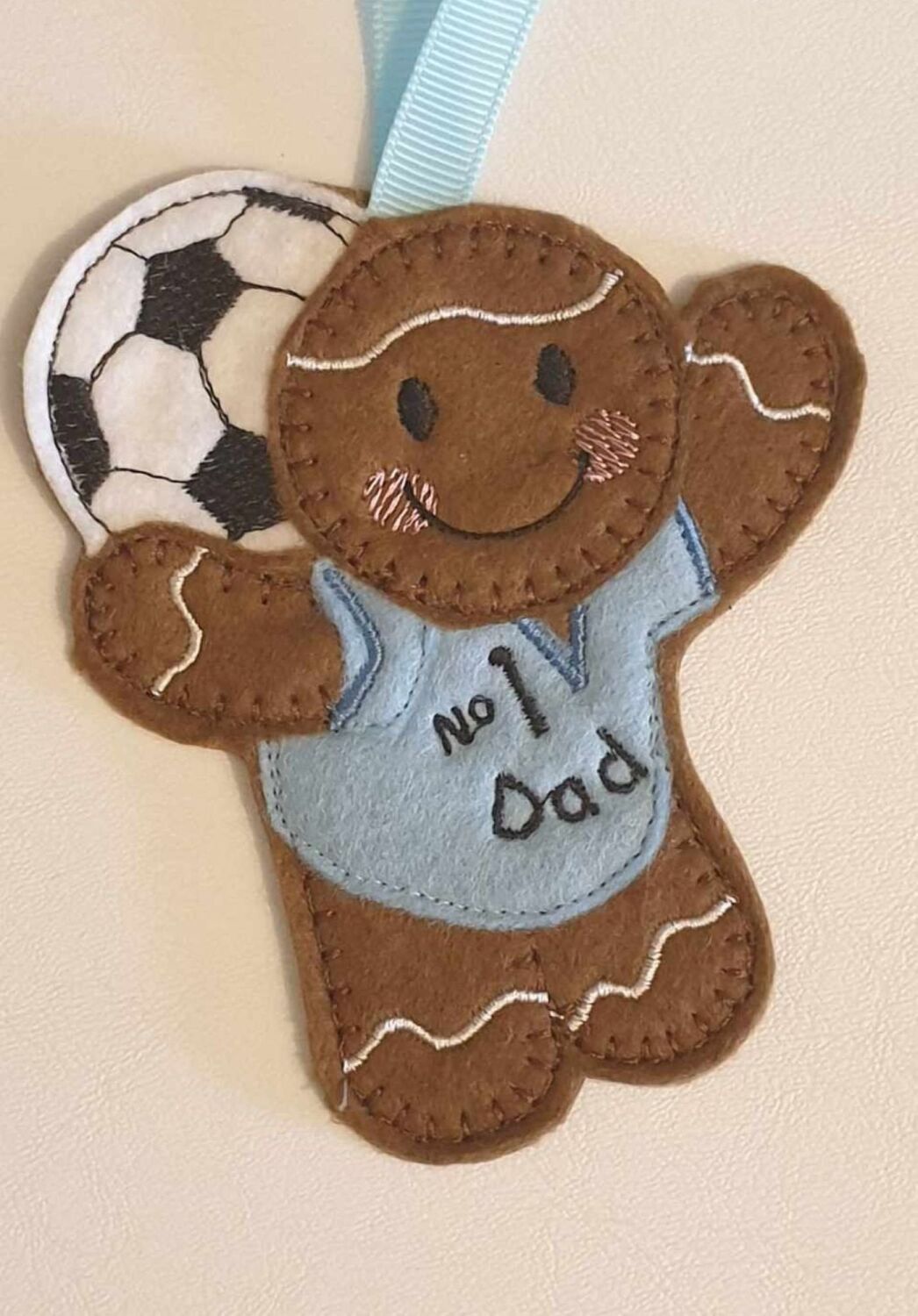 Football Dad Gingerbread Felt Hanging Decoration, Christmas Tree Decoration