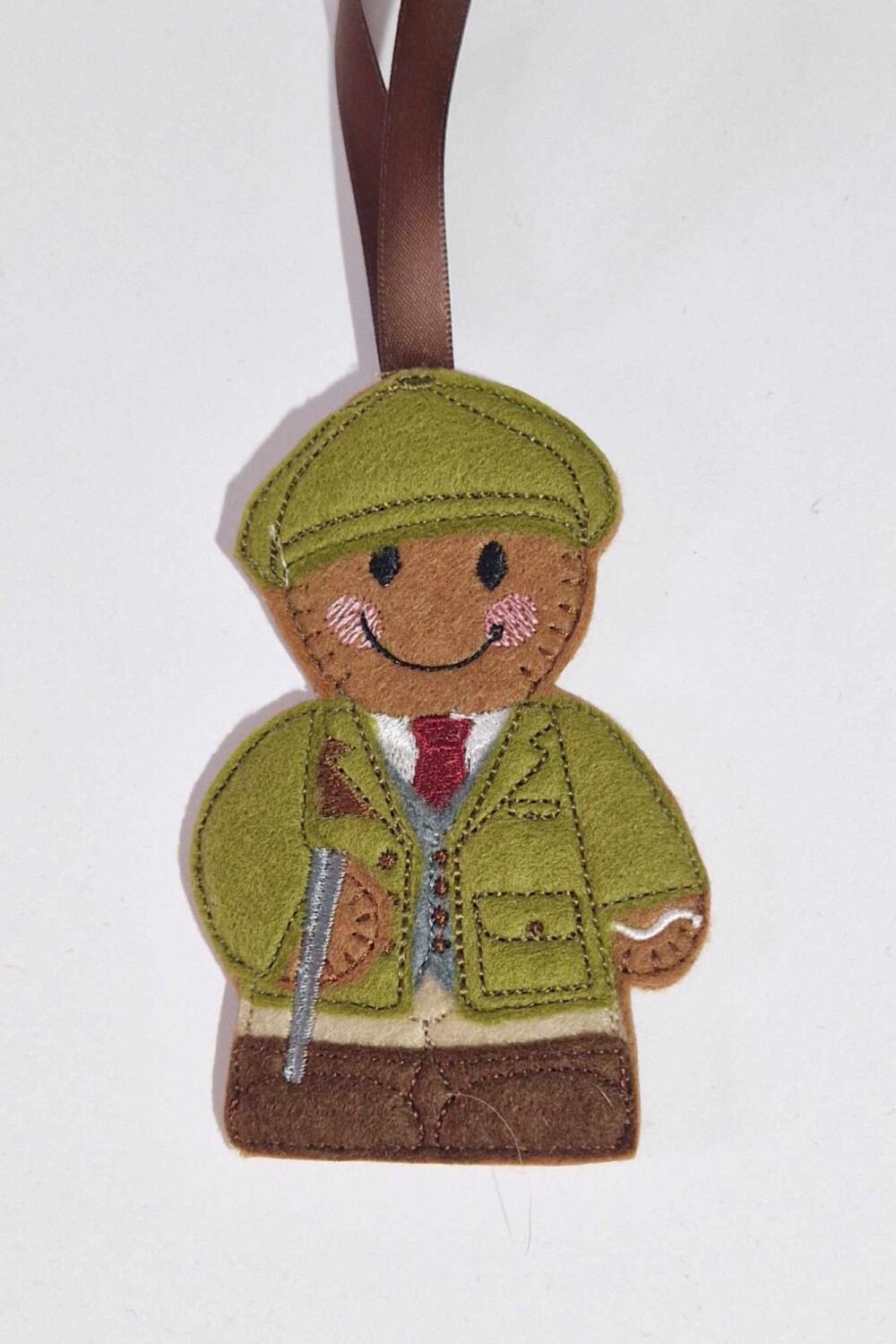 Game Keeper Gingerbread Felt Hanging Decoration, Christmas Tree Decoration.