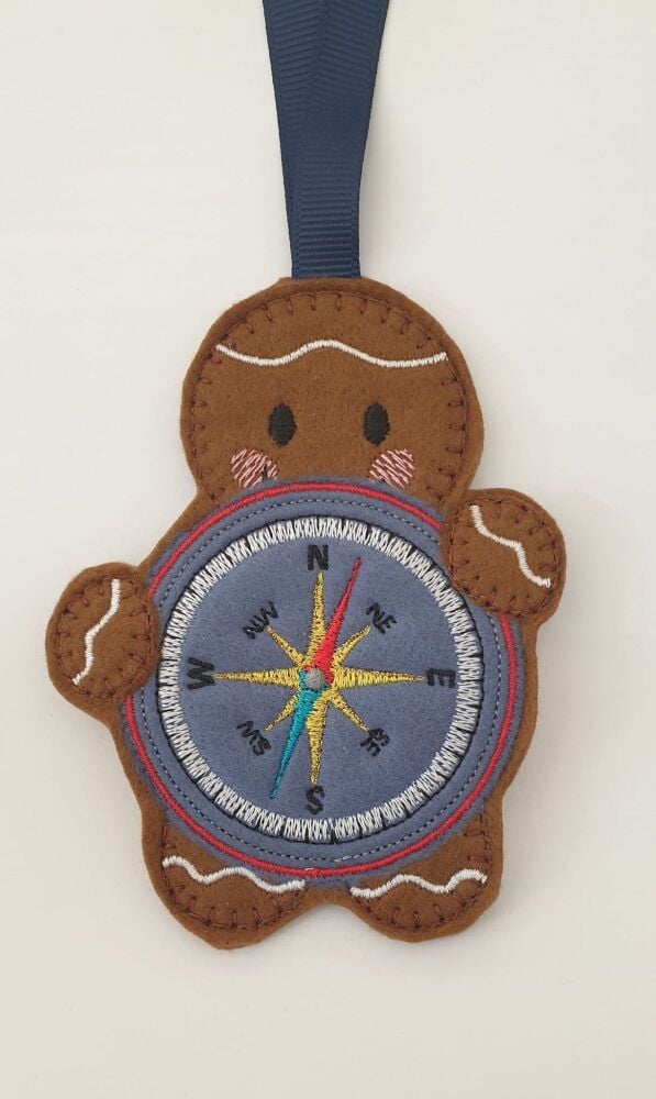 Geocache Geocaching Gingerbread Felt Hanging Decoration, Christmas Tree Decoration. Available as Keyring & Fridge Magnet too.