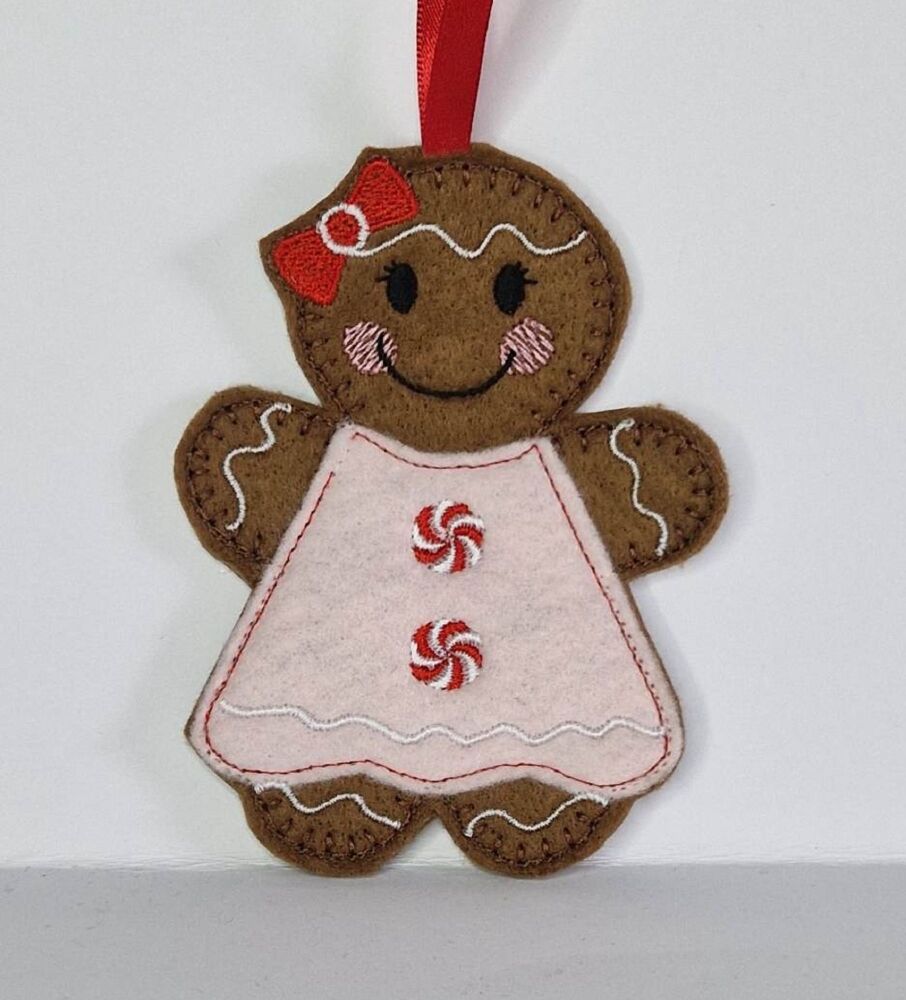 Girl Gingerbread Felt Hanging Decoration, Christmas Tree Decoration. Availa